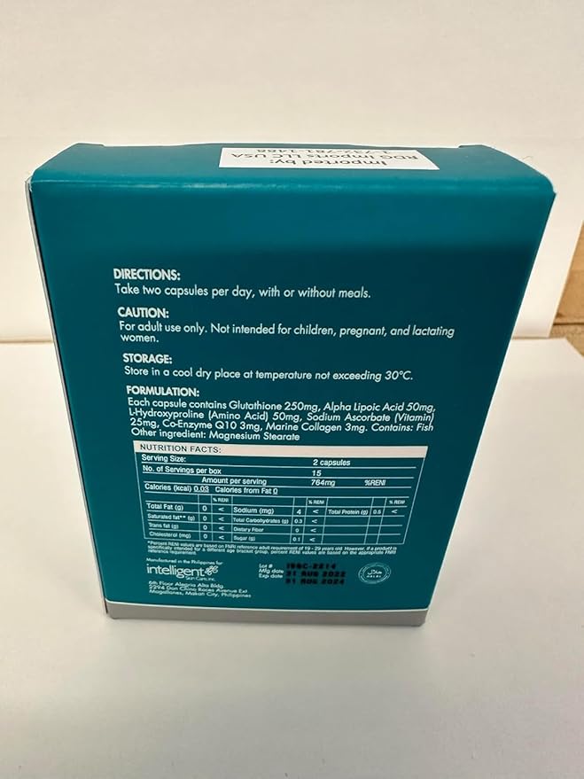 Belo Nutraceuticals Glutathione Collagen Advanced Skin Support Beauty Capsule Supplement - 30 Capsules