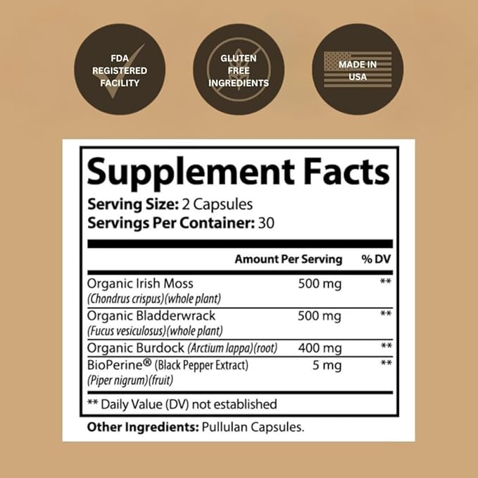 Black Girl Vitamins Organic Sea Moss Capsules – 92 Minerals Superfood Supplement | Vegan Sea Moss Pills for Thyroid Digestive &amp Immune Support | Black-Owned Non-GMO