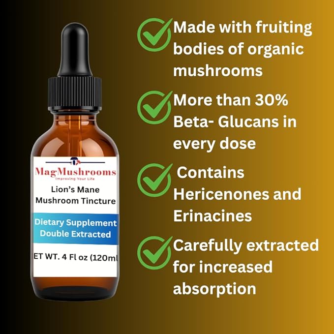 Lion’s Mane Tincture High Potency Double Extracted 120 Daily Doses