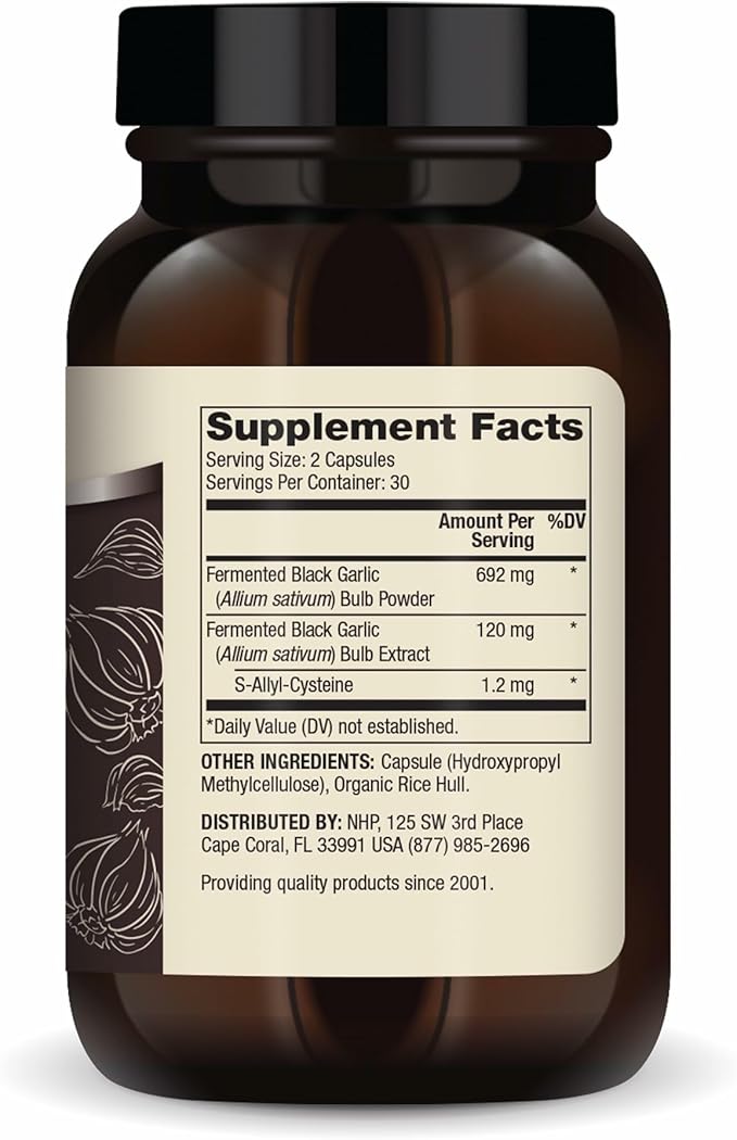 Dr. Mercola Fermented Black Garlic 90 Servings (180 Capsules) Dietary Supplement Supports Immune Health Non-GMO
