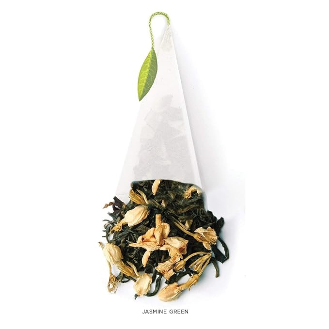 Tea Forte Jasmine Green Premium Organic Caffeinated Green Tea Blend Event Box Bulk Pack 40 Count 10 per tray Individually Wrapped Handcrafted Pyramid Infusers