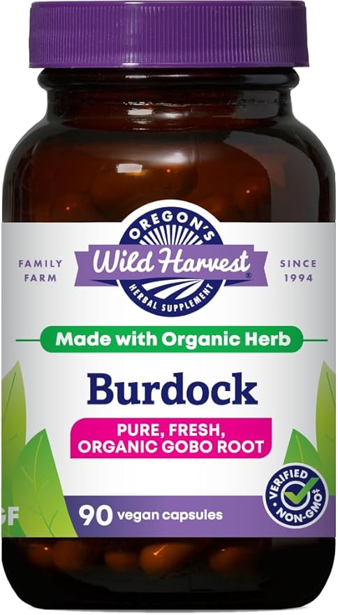 Oregon's Wild Harvest Burdock Organic Traditional Herbal Supplement Non GMO and Gluten Free | Vegan Capsules 90 Count