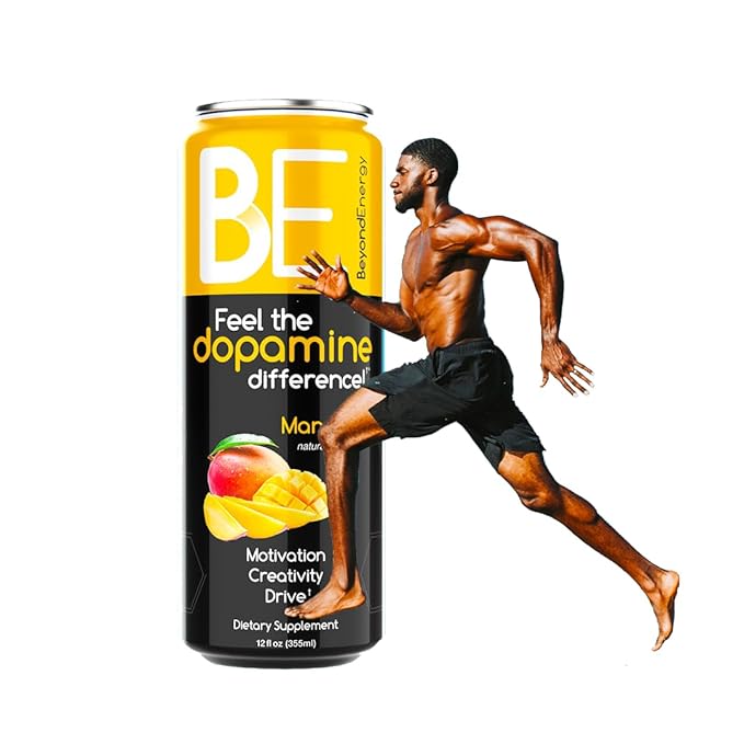 Beyond Energy - 12 Pack - Mango Herbal Energy Drink Naturally Sourced L-Dopa with Mucuna Pruriens Aminos Antioxidants 200mg Caffeine - (Mango)