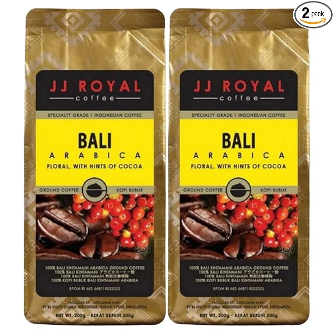 JJ Royal Coffee Bali Arabica 200g Ground Coffee (Pack of 2)