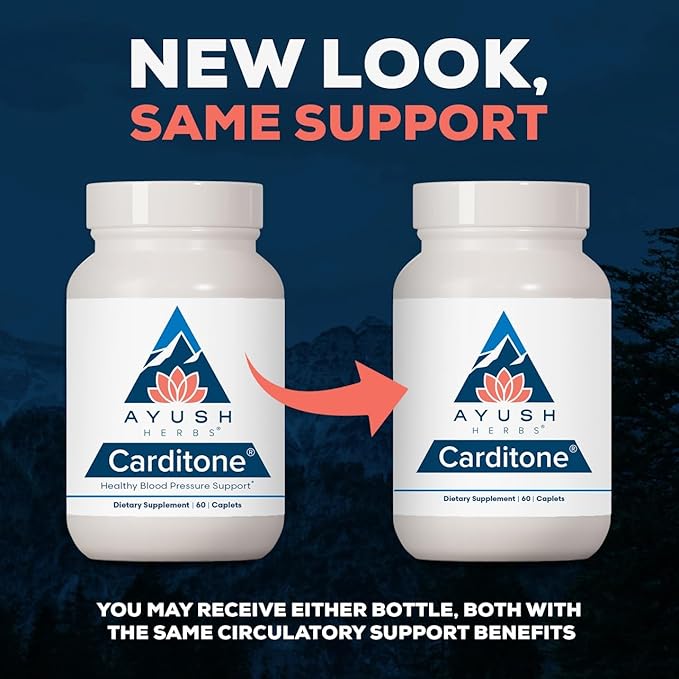 Ayush Herbs Carditone - Natural Heart Health Supplement for Women &amp Men BP Formula Holistic Heart Support with Rauwolfia Arjuna Calcium and Magnesium - 60 Vegetarian Caplets (1 Count)