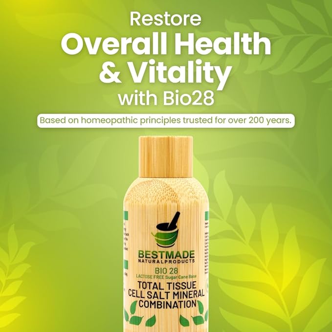 Bestmade Total Tissue Cell Salt Mineral Combination BIO28 Lactose-Free - Helps Body Absorb Nutrients Increases Energy Levels Improves Sleep Patterns and Restores Vitality Vegan 350 Pellets