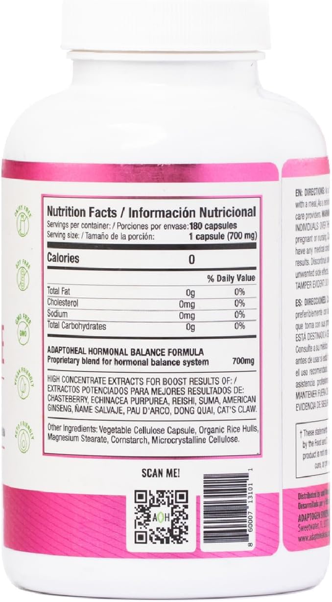 Hormone Balance for Women – Menopause &amp PMS Support Supplement – Adaptogens for Female Balance &amp Wellness – 180 Vegan Capsules