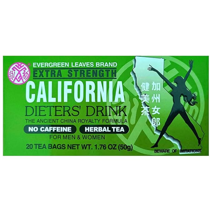 36 Packs Evergreen Leaves Brand Extra Strength California Dieters' Drink Caffeine Free Herbal Dietary Tea Senna-infused total 720 Tea Bags