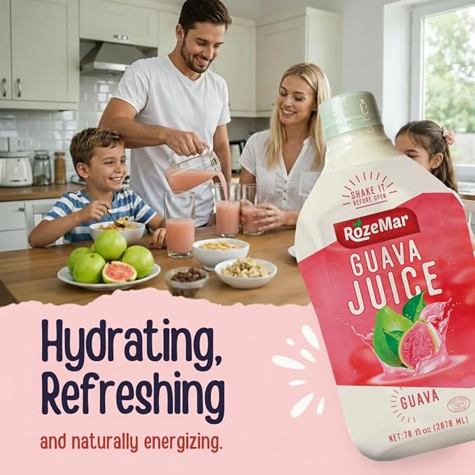 Pack of 9 Guava Juice by Rozemar | Natural Tropical Superfruit Beverage | Rich in Vitamin C &amp Antioxidants | Immune Support Digestive Health &amp Hydration Drink | Refreshing Wellness Juice (70
