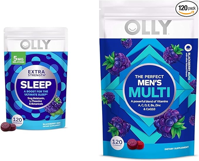 OLLY Sleep &amp Men's Multivitamin Gummies Melatonin Vitamins 120 Count