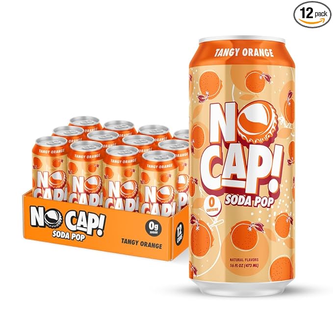 No Cap Soda Pop Tangy Orange 16 fl oz (Pack of 12)