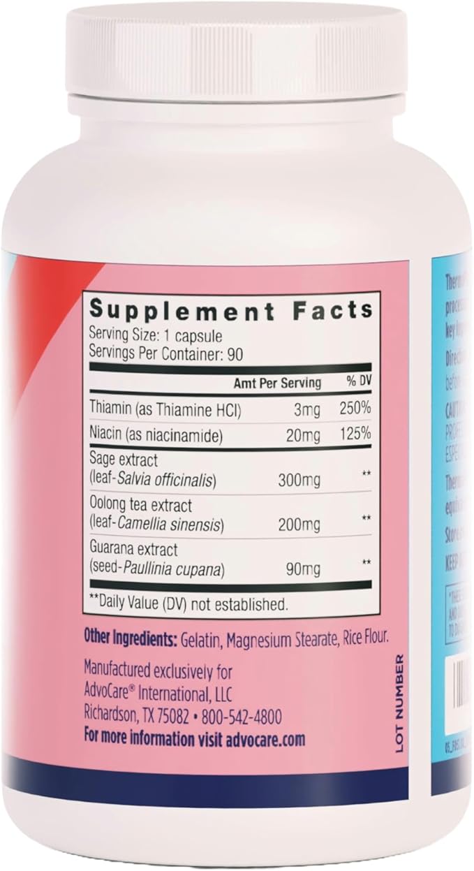 AdvoCare ThermoPlus Vitamin &amp Herbal Dietary Supplement - Supports Healthy Metabolism* - Contains Thiamine Sage Extract &amp Oolong Tea Extract - 90 Capsules
