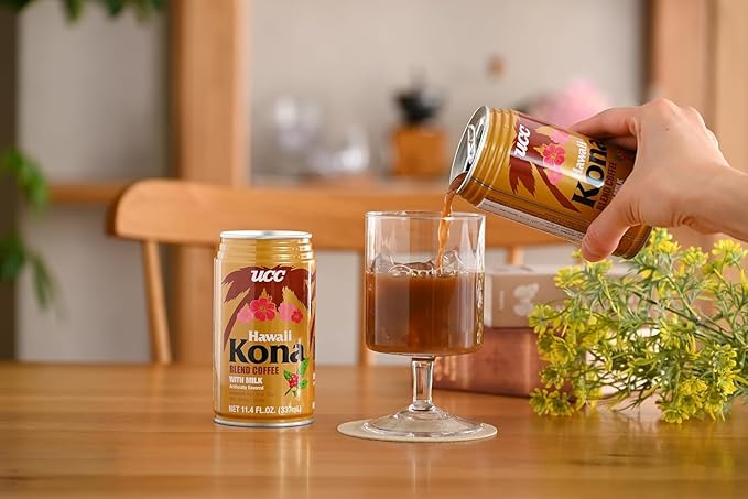 UCC Hawaii Kona Coffee Blend With Milk Ready To Drink Coffee Imported from Japan 11.3 oz (Pack of 6)