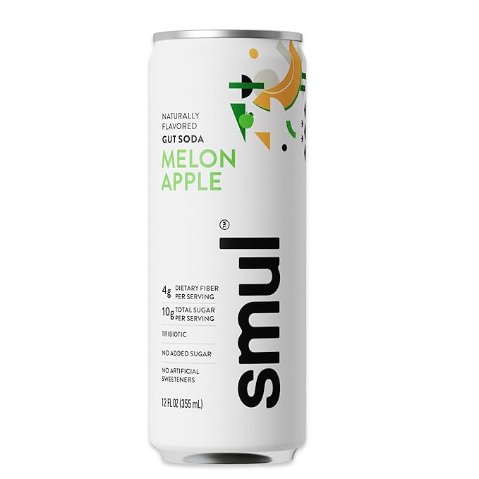 smul – Healthy Gut Soda – Melon Apple – Real Fruit Juice – Sparkling Healthy Drink – Only 7g Sugar &amp 30 Calories – No Artificial Sweeteners – Gluten-Free – 12 fl oz – 12 Pack
