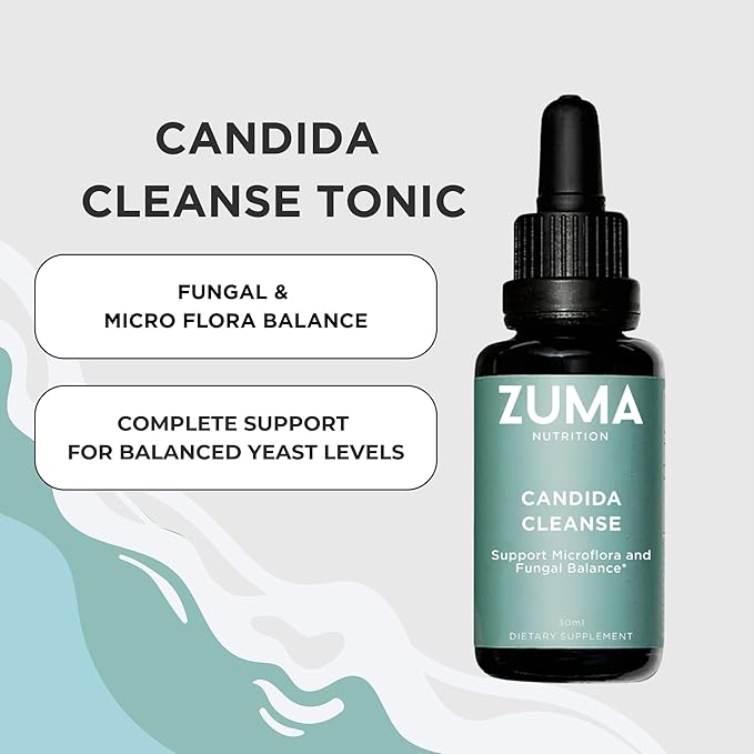 Zuma Nutrition Candida Support Tonic Vegan Herbal Liquid with Cloves Ginger Ginseng Echinacea &amp Grape Seed Extract Plant Based Water Soluble Supplement for Men &amp Women Non GMO 30 ML Bot