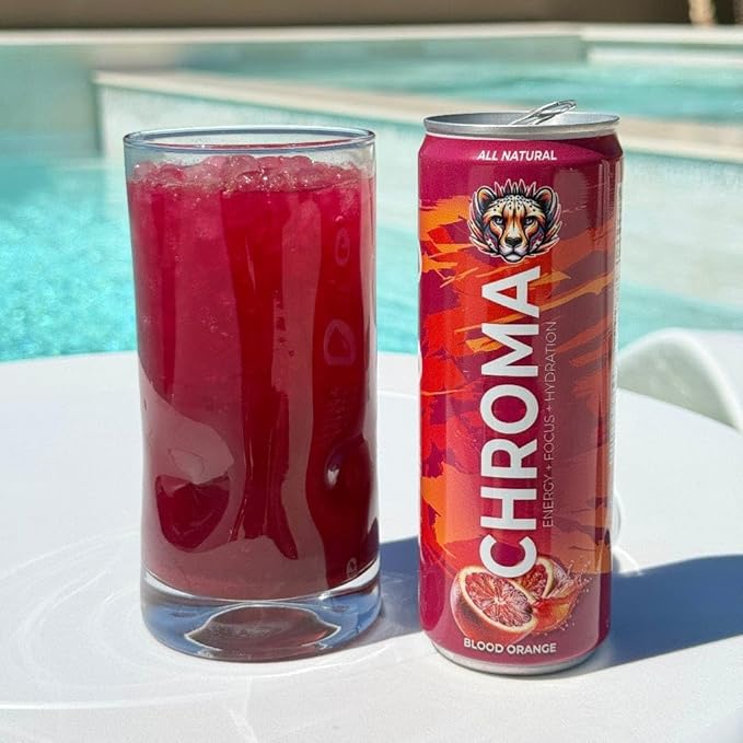 CHROMA All Natural Mushroom Energy Drink - Lion's Mane Cordyceps L-Theanine Beet Root Guarana Electrolytes Adaptogens Green Tea Caffeine. No crash or jitters. Energy Mood Focus Performance B