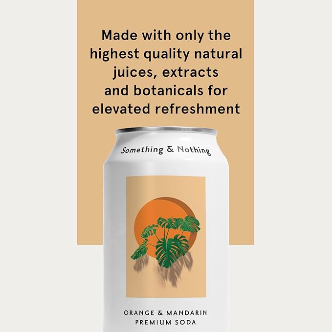 Something &amp Nothing Orange &amp Mandarin Flavored Sparkling Water | Lightly Carbonated &amp Full of Flavor with Added Grape &amp Lemon Juice | Vegan &amp Low Calorie Premium Soda | 12 Fl Oz Ca