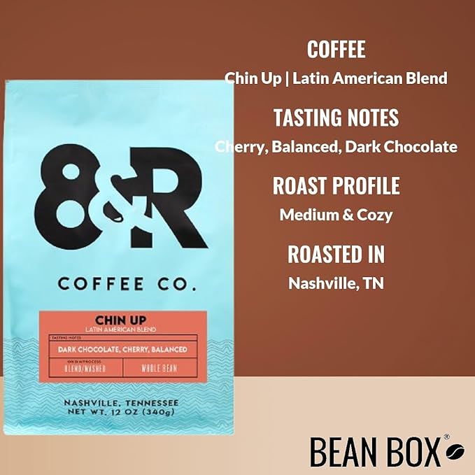 Chin Up Latin American Blend - Roasted by 8th &amp Roast Coffee Co. - Whole Bean Coffee - 12 Ounce Bag