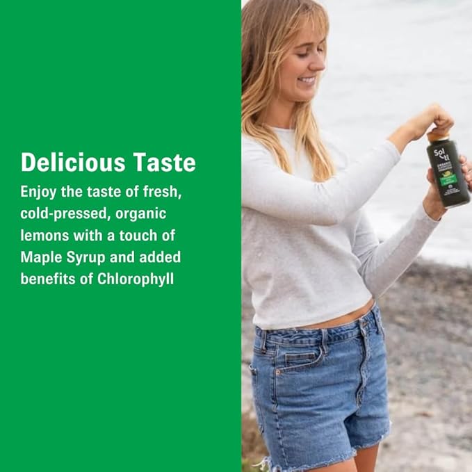 Organic SuperAde Hydration Drink Digestive and Skin Health SuperFood Lemonade by Sol-ti Cold-Pressed Chlorophyll Aloe and Lemon Juice Blend 16 Pack (14.9 Fl oz)