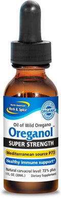 NORTH AMERICAN HERB &amp SPICE Super Strength Oreganol - 1 fl. oz. - Unprocessed Wild Organic Oregano Oil - Mediterranean Source P73 - Non-GMO - 432 Servings