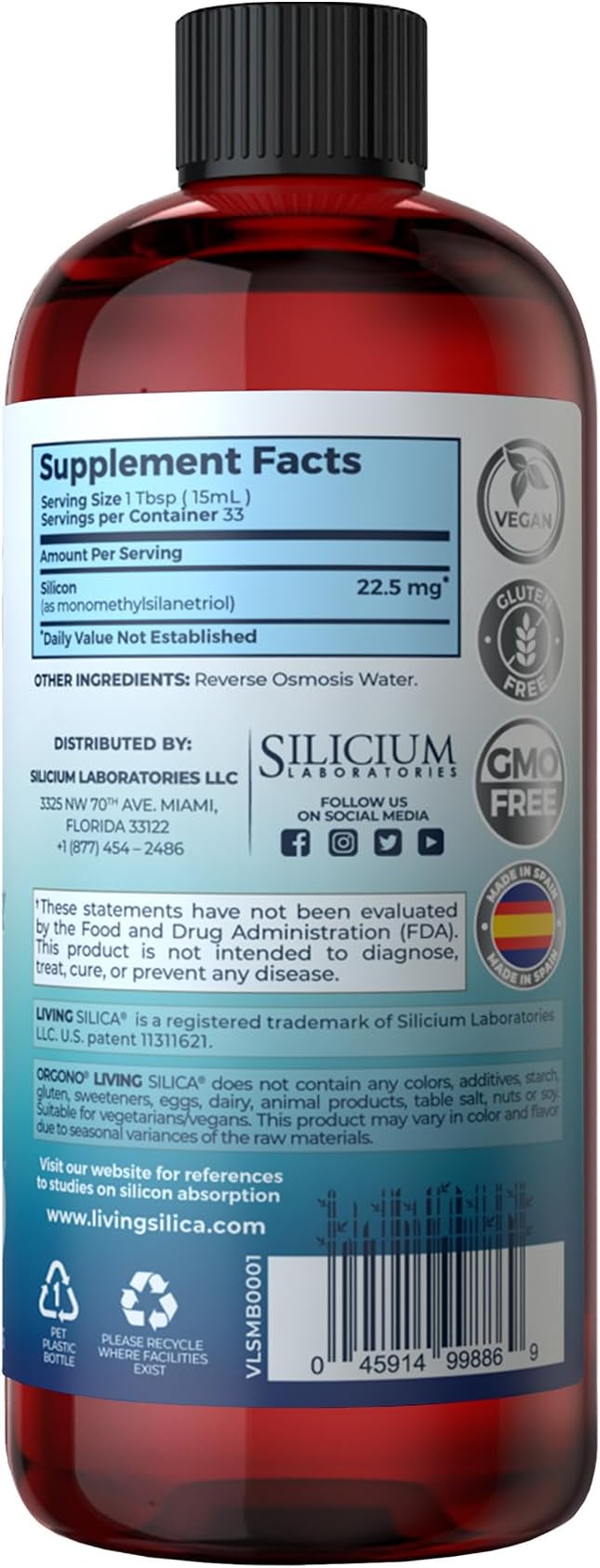 Orgono Living Silica Collagen Booster | Vegan Mineral-Based Silica Supplement | Supports Healthy Collagen &amp Elastin Production for Joint &amp Bone Support Glowing Skin Strong Hair &amp Nails |