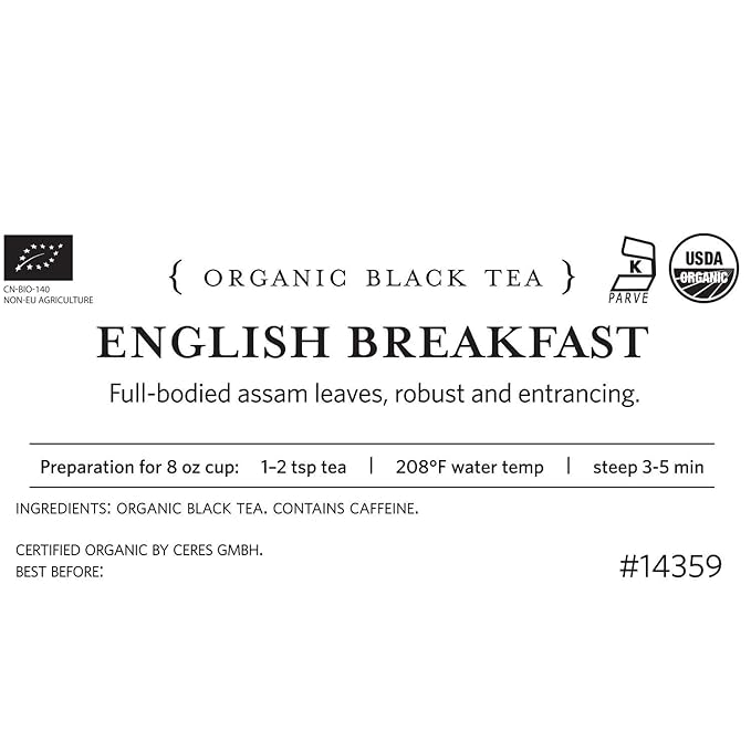 Tea Forte Premium Loose Leaf Tea Blend Resealable 1 Pound Bag Makes 160-175 Cups English Breakfast Tea