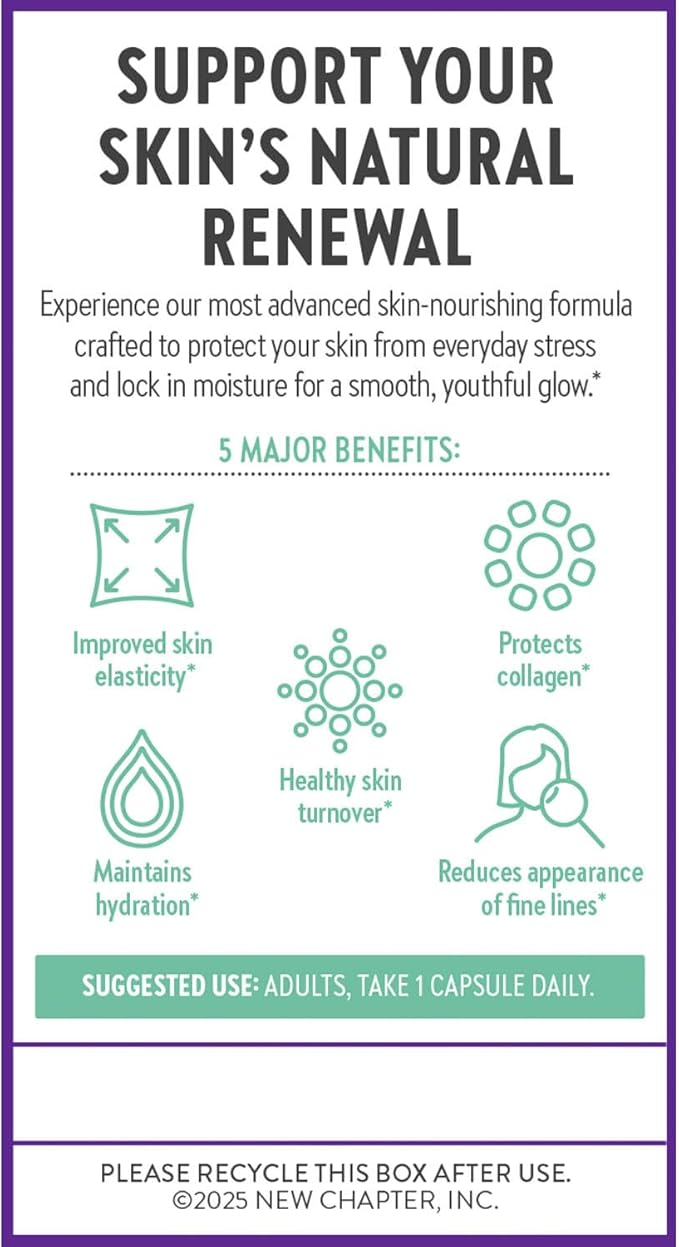 New Chapter Daily Skin Renewal Supplement Clinical-Strength Astaxanthin for Youthful Skin Care + Collagen Protection with Vitamin C Vitamin A E &amp Zinc - 30 Capsules