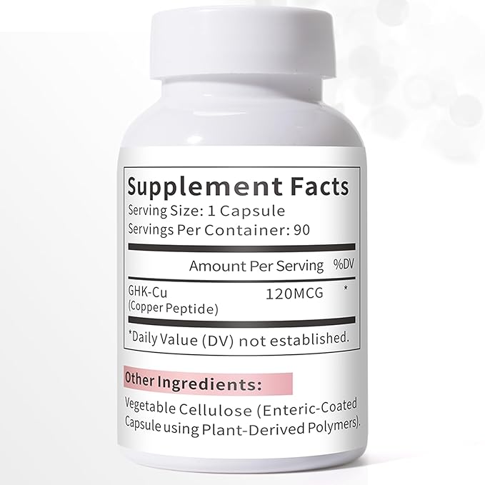 GHK-Cu Copper Peptide Supplement Anti-Aging &amp Hair Growth Support Improves Skin Elasticity &amp Firmness Thicker Fuller Hair Easy Absorption Precisely Dosed 90 Vegan Capsules