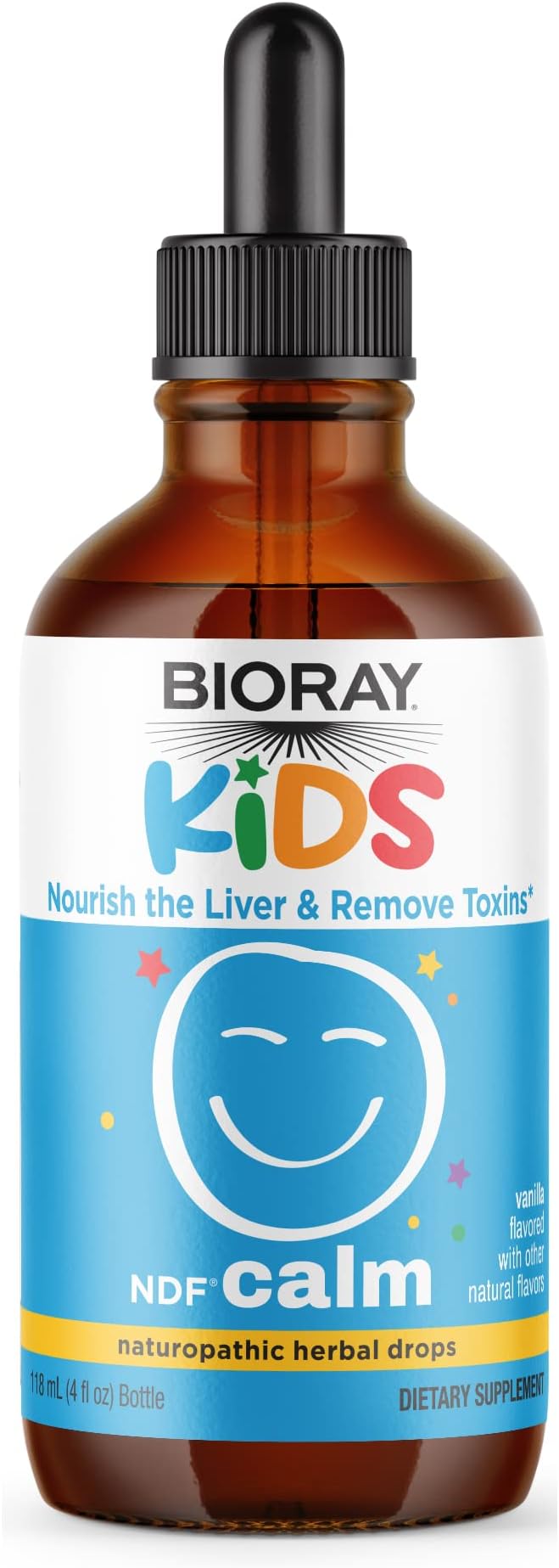 BIORAY Kids NDF Calm Vanilla - 4 fl oz - Nourish the Liver &amp Remove Toxins - Non-GMO Vegan Gluten Free - 2-4 Month Supply