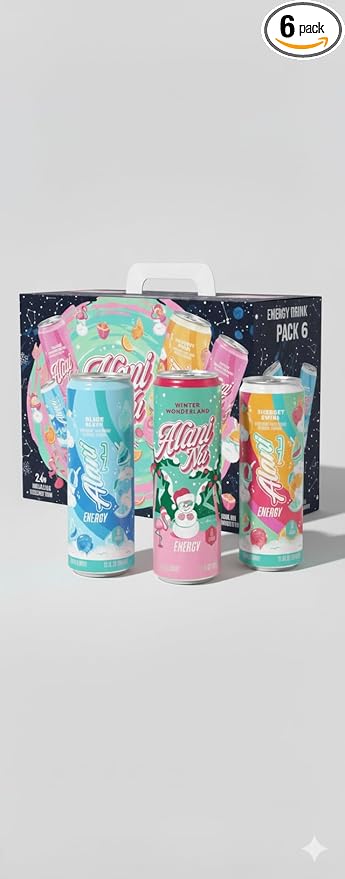 Alani Winter Wonderland Blue Slush &amp Sherbet Swirl Energy Drinks Variety (6 Cans) Sugar Free Low Calorie Energy Drinks - Pre Workout Performance Zero Sugar 12 Fl Oz Cans