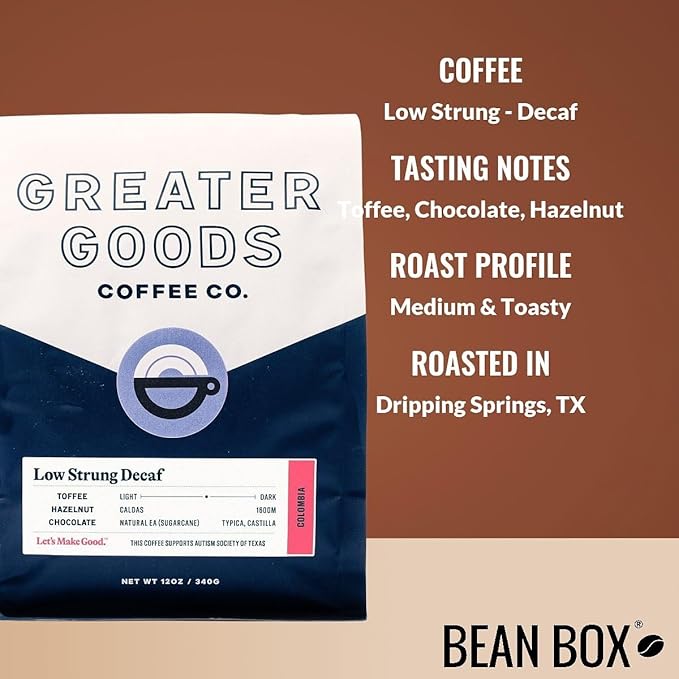 Low Strung - Decaf - Roasted by Greater Goods Coffee Co. - Freshly Ground Coffee - 10 Ounce Bag