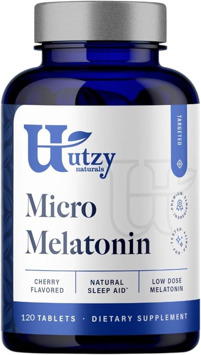 Utzy Naturals Micro Melatonin | Low Dose Melatonin 250mcg | with Natural Cherry | Safe for Kids | Made in The USA | 120 Tablets
