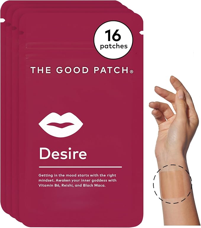 The Good Patch Desire Sexual Wellness Patches Get in The Mood Natural with Vitamin B6 Reishi Black Maca Plant Powered Wearable Wellness Botanical and Vitamin (16 Total Patches)