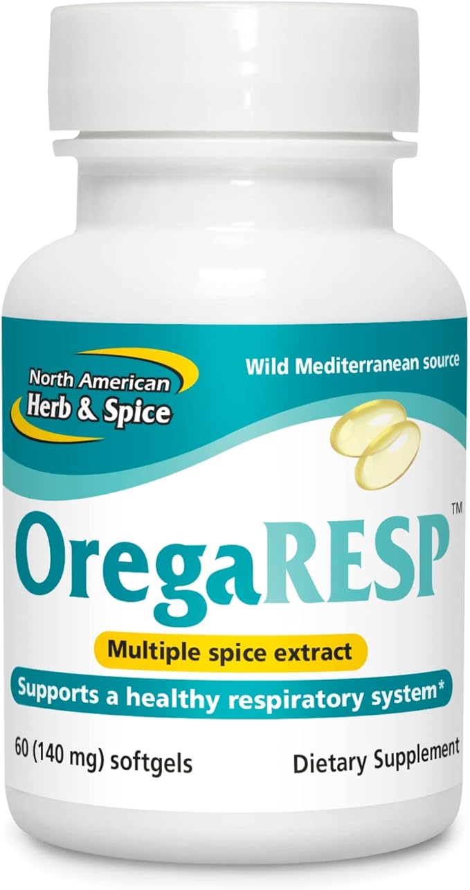 NORTH AMERICAN HERB &amp SPICE OregaResp P73 60 Softgels - Supports Immune &amp Respiratory Health - Multiple Spice Oil Complex with Oreganol P73 Oregano Oil - Non-GMO - 30 Servings