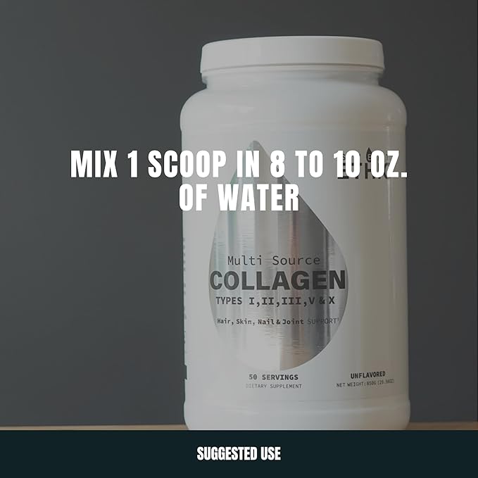 Sweat Ethic Multi Source Collagen Unflavored Collagen Peptides Powder Hydrolyzed Collagen Protein with 5 Types from Natural Sources 60 Calories Gluten Free Non GMO 50 Servings