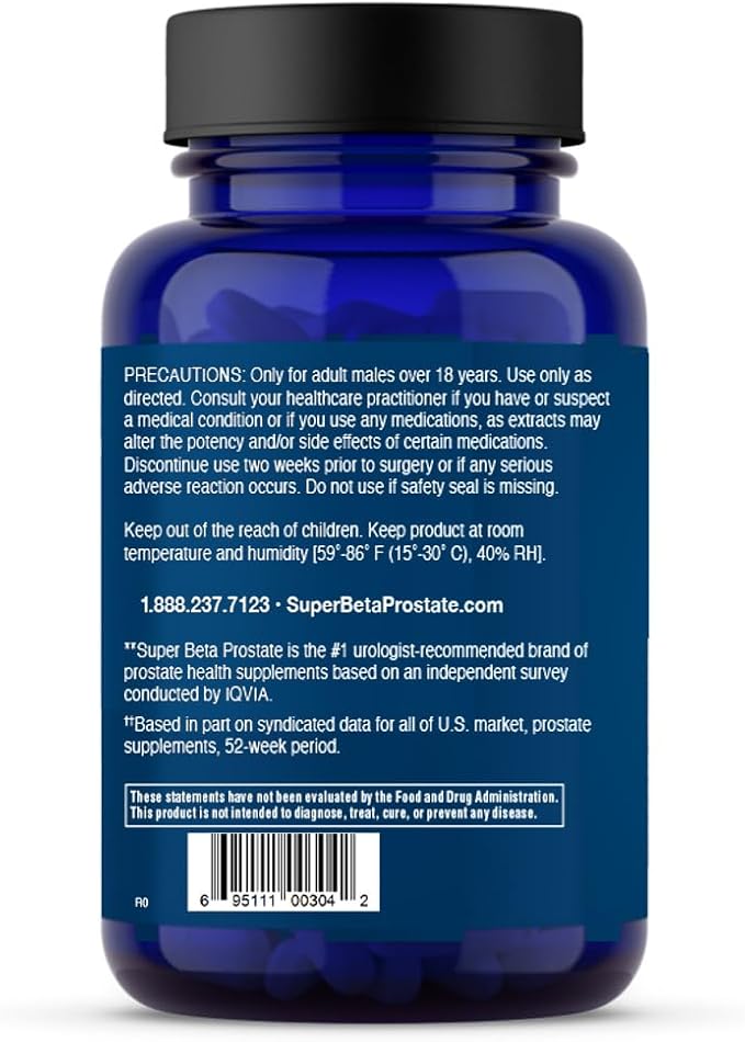 SUPER BETA PROSTATE Max - Advanced Saw Palmetto Prostate Support Supplement for Men's Health 60ct