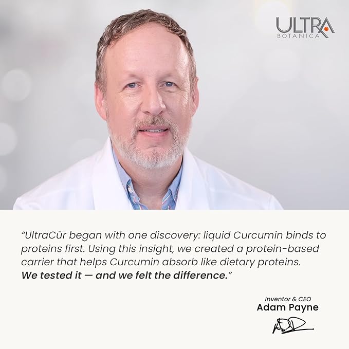 Ultracur Curcumin Complex Supplement - Ultra Bioavailable High Absorption Turmeric Curcumin Supplement for Joint Muscle &amp Brain Support - Patented Protisorb for Premium Absorption – 60 Capsules