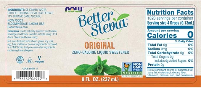 Now Foods Better Stevia Original Liquid Extract 8 Ounce Bottle (Pack of 2)
