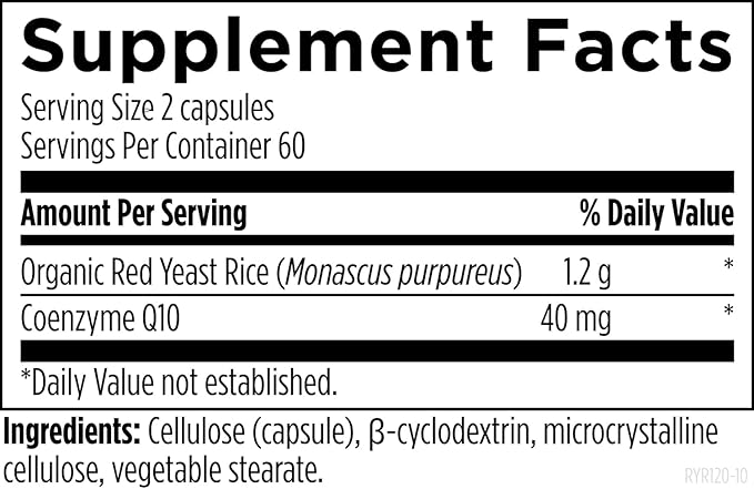 Designs for Health RYR Synergy - Red Yeast Rice Supplement - 1200mg Red Yeast Rice + CoQ10 to Support Cardiovascular Health + Maintenance of Lipid Levels in Normal Range (120 Capsules)