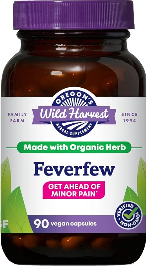 Oregon's Wild Harvest Non-GMO Feverfew (F.D.) Organic Herbal Supplements 90 Count