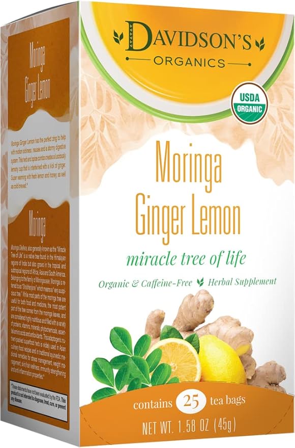 Davidson's Organics Moringa Ginger Lemon 25-count Tea Bags Pack of 6
