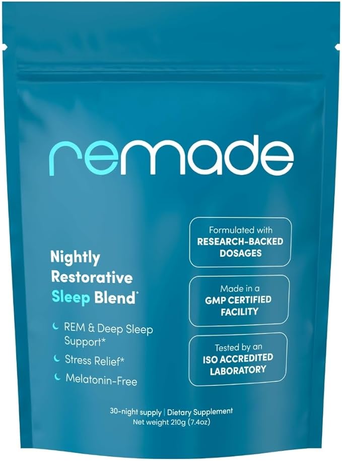 Remade Natural Sleep Aid Without Melatonin - Ashwagandha L Theanine Apigenin Glycine