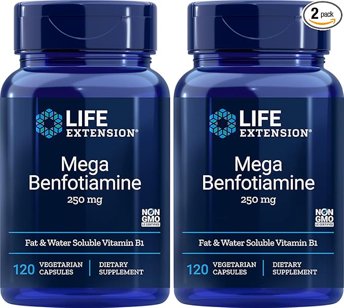Life Extension Mega Benfotiamine Capsule 250 Mg 120 Vegetarian Capsules 2 Bottles