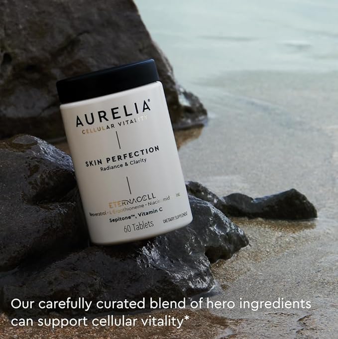 AURELIA Skin Perfection | Advanced Cellular Anti-Aging Supplement | Enhance Skin Clarity &amp Tone | with Zinc Resveratrol Niacinamide Ergothioneine &amp Vitamin C