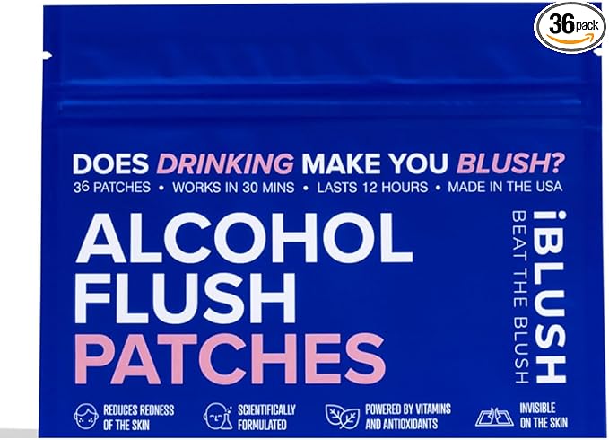 Alcohol Flush Patches – Discreet Easy-to-Wear Support for Redness &amp Drinking Discomfort | Non-Ingestible Option for Asian Glow &amp Alcohol Sensitivity | 36 Patches