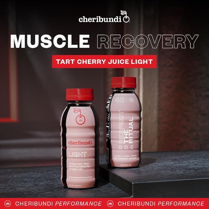 Cheribundi 100% Tart Cherry Juice Light | Low Calorie &amp Reduced Sugar Tart Cherry Juice | Athletes Recovery Drink | Promotes Restorative Sleep Muscle Recovery &amp Boosts Performance | 8 floz (2
