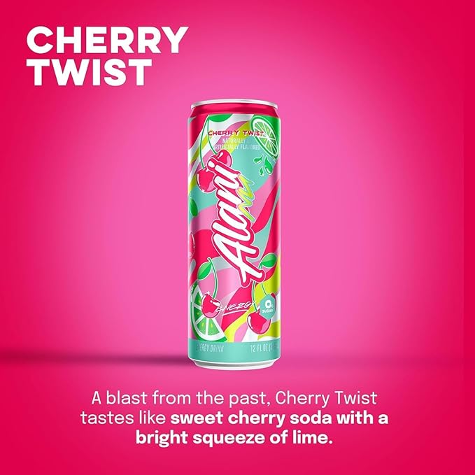 Cherry Twist Sugar Free Low Calorie Energy Drinks | 200mg Caffeine | Pre Workout Performance with Antioxidants | Biotin B Vitamins | Zero Sugar | 15 Calories or Less | 12 Fl Oz Cans (16 Pack)