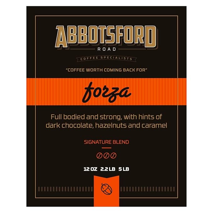 Abbotsford Road - Specialty Coffee Variety Pack Espresso Gourmet Roasted Coffee Beans Ideal for Cold Brew Drip Aeropress Pour Over or Percolator Includes Two 12oz Bags (Crema | Forza Whole Bean