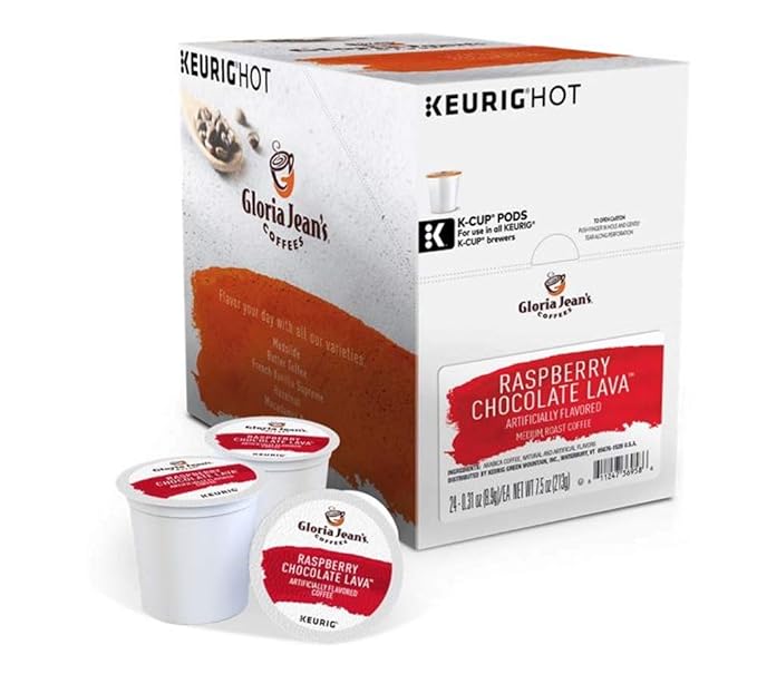 Keurig Coffee Pods K-Cups 16/18 / 22/24 Count Capsules ALL FLAVORS (24 Pods Gloria Jean's - Raspberry Chocolate Lava)