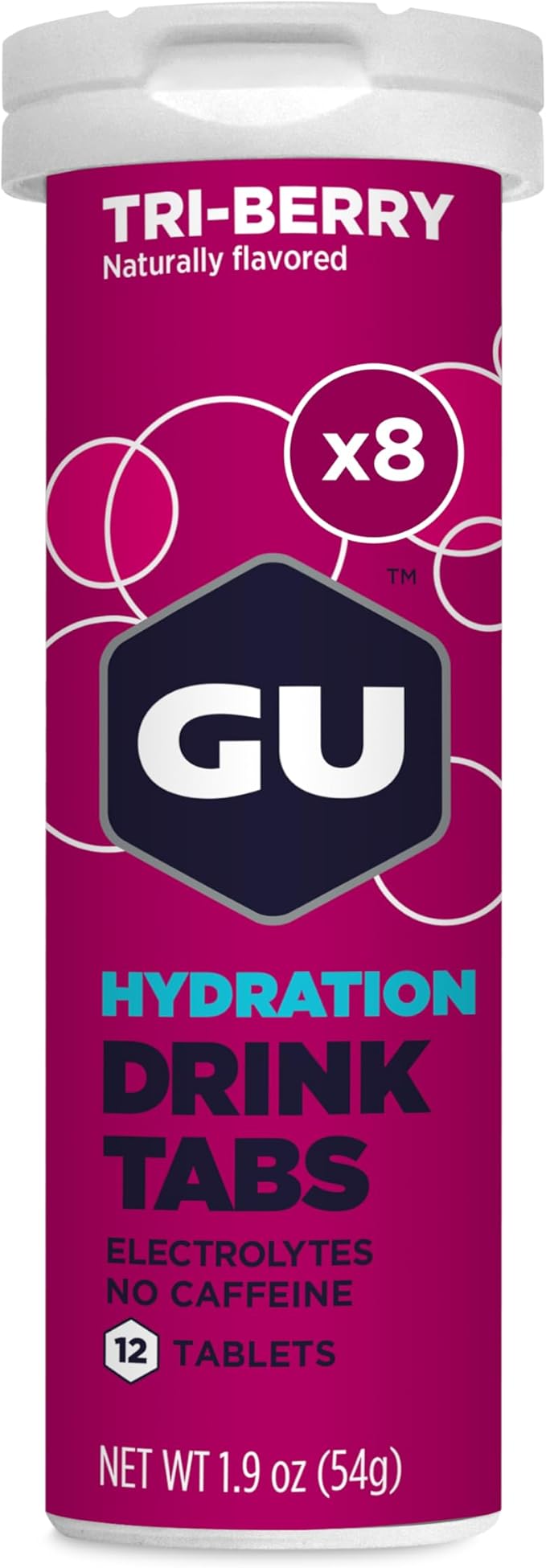 GU Energy Hydration Electrolyte Drink Tablets 8-Count(96 Servings) Tri-Berry